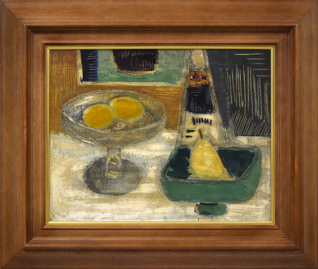 絵画 田浦信勝 肉筆油絵 静物画 黄色いカラー テーブルクロス 絵画田浦