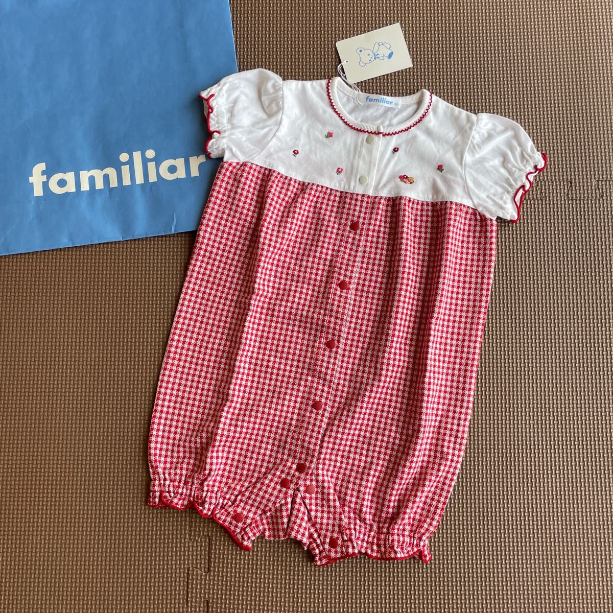 ファミリア 袖付き チェック柄 ロンパース 80｜Yahoo!フリマ（旧PayPay