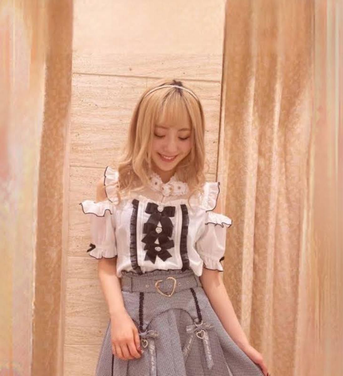 LIZ LISA 3つリボンハートチョーカーブラウス ホワイトブラック｜Yahoo