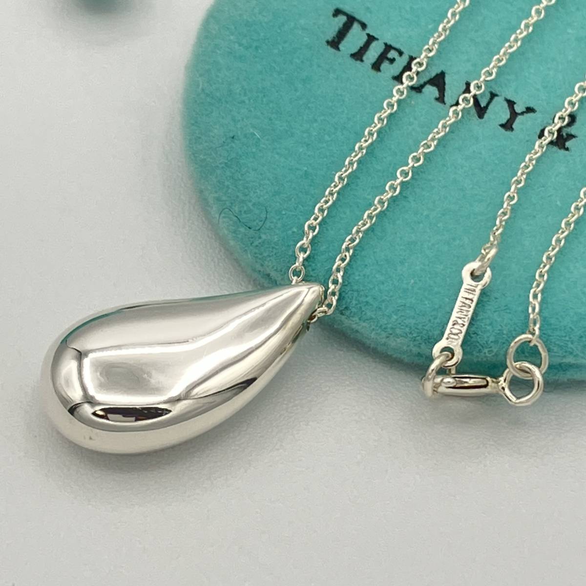 ラージ 希少品 ティファニー ティアドロップ ロング ネックレス