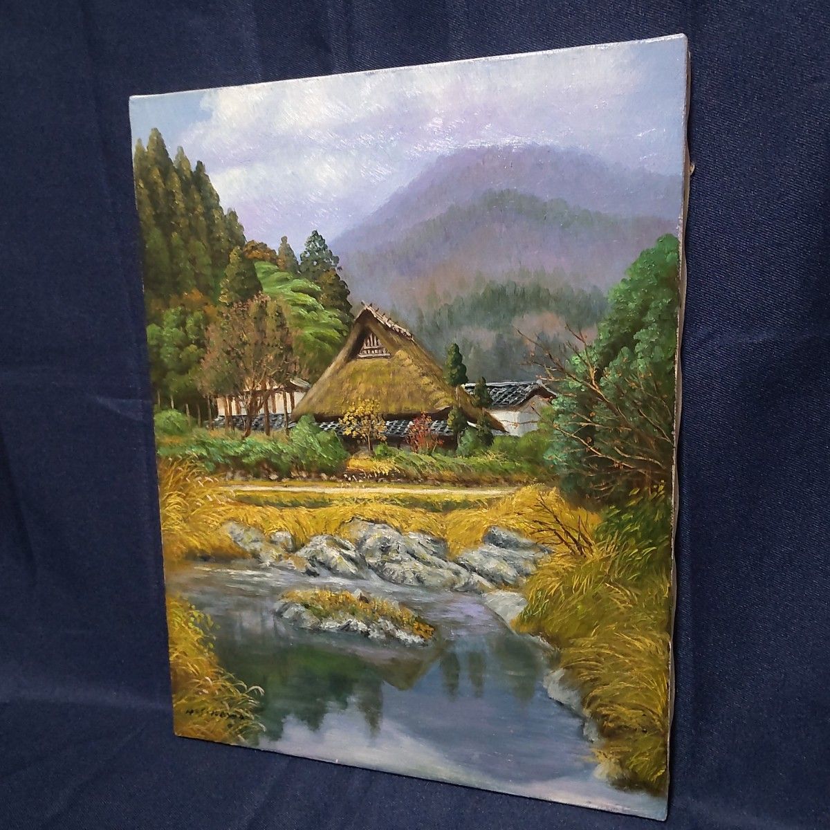 296 絵画 油彩 油絵 風景画 細川進 渓谷 額装 額縁付き｜Yahoo!フリマ