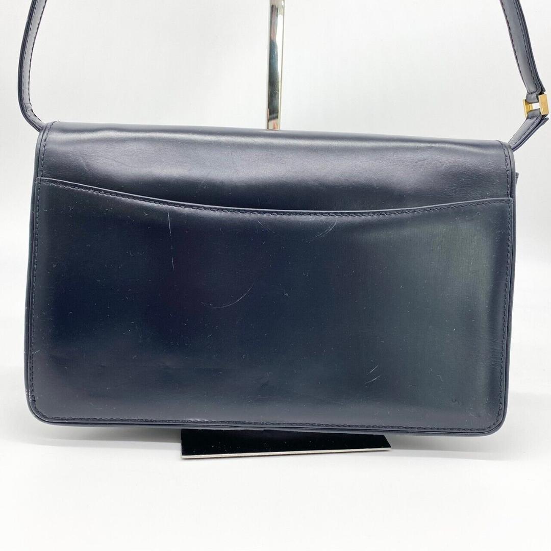 GUCCI オールドグッチ ショルダーバッグ ロゴ ネイビー レザー