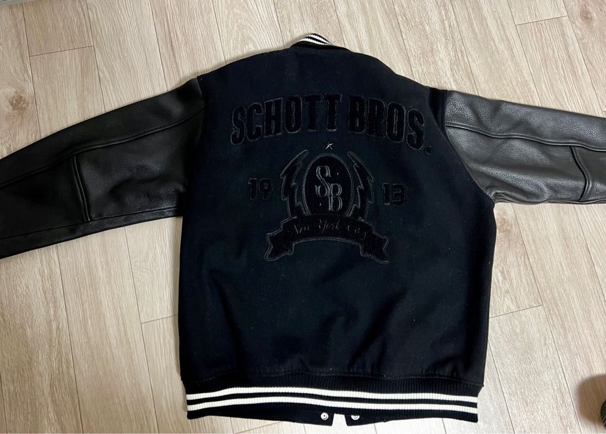 SCHOTT ショット メルトン レザー スタジャン スタジアムジャンパー