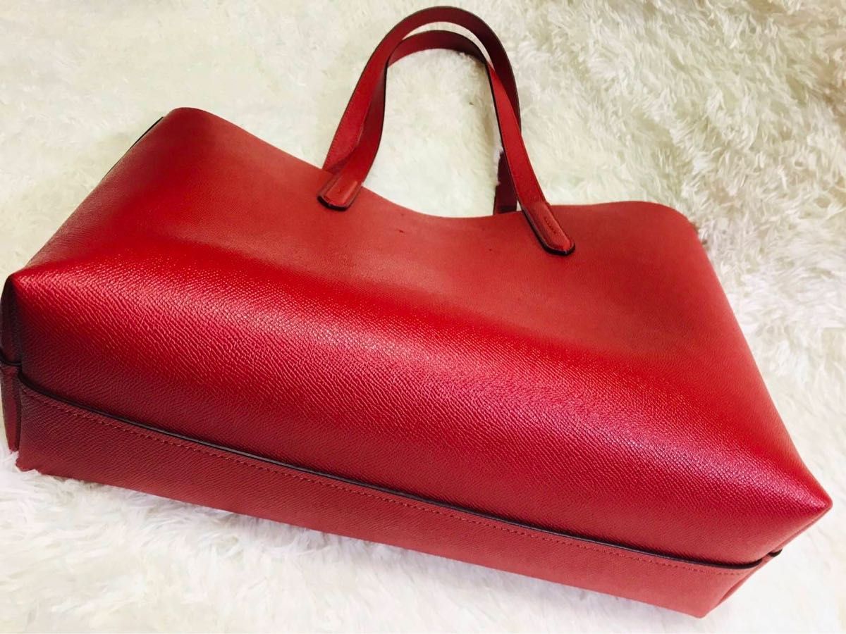 美品 【COACH】REXY レキシー 大型トートバッグ レザー レッド コイン