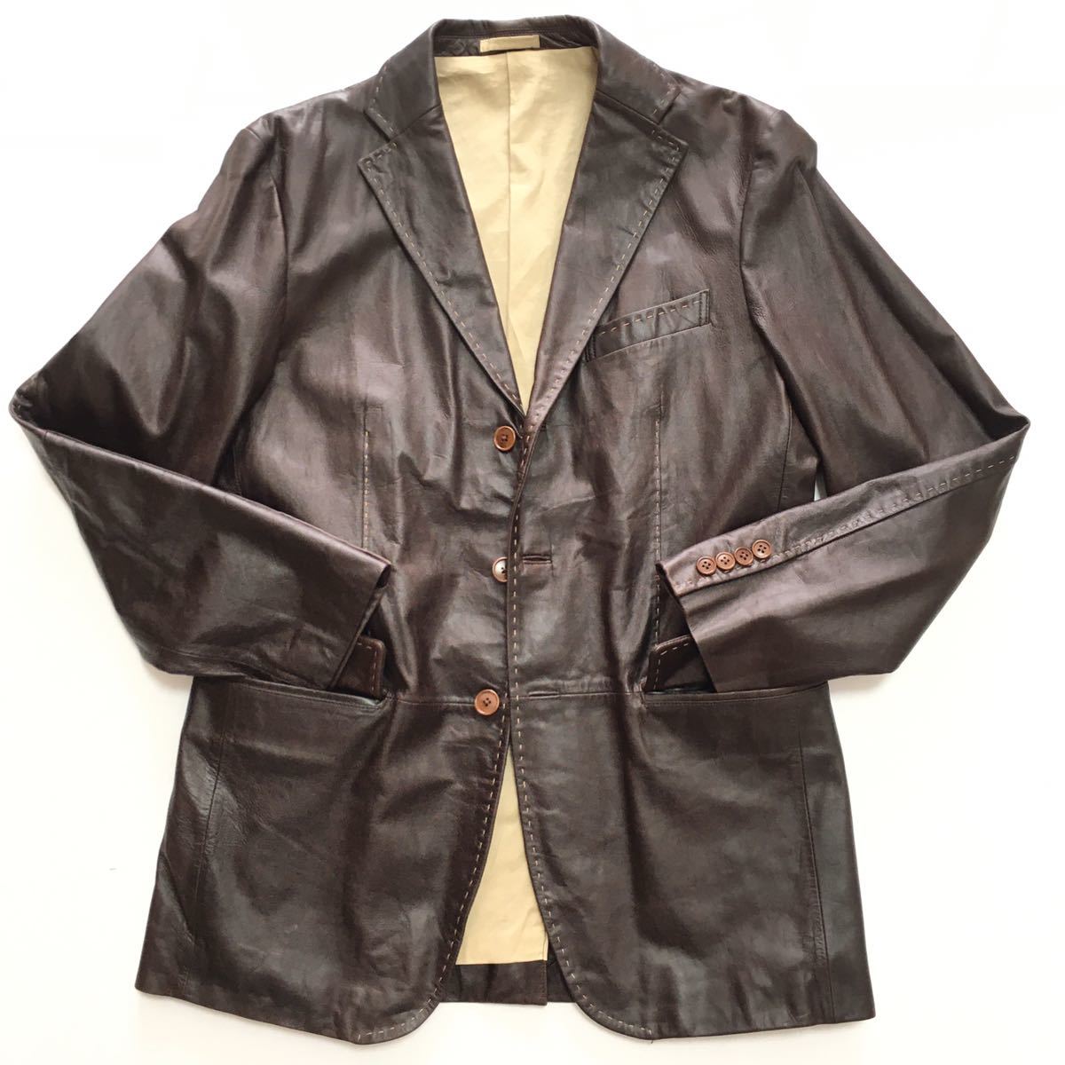 高級 23区オンワード樫山 羊革レザーテーラードジャケット48
