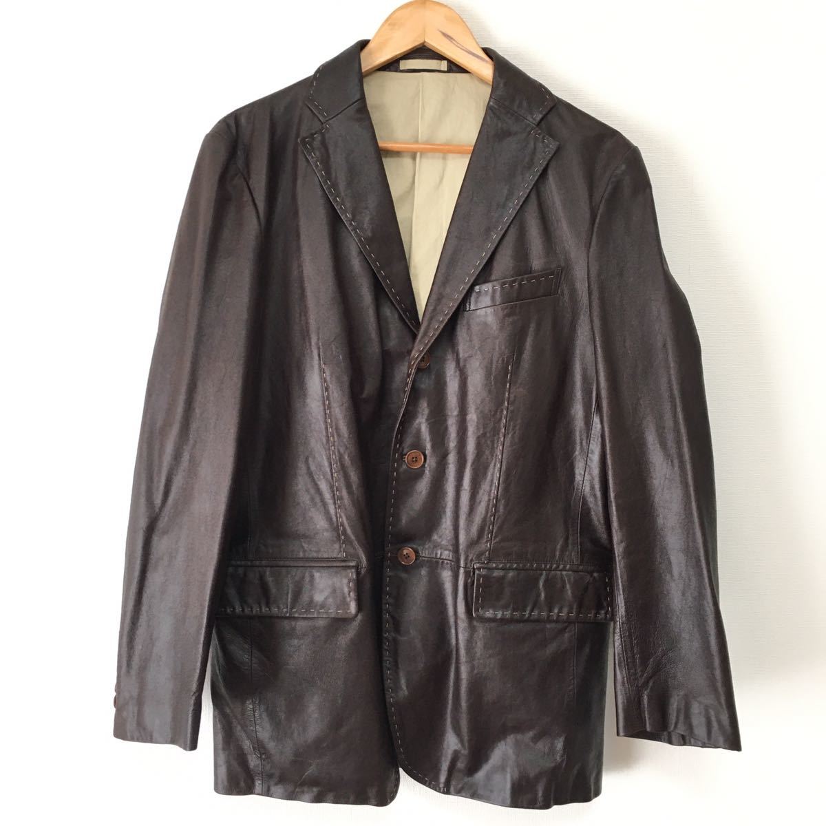 高級 23区オンワード樫山 羊革レザーテーラードジャケット48