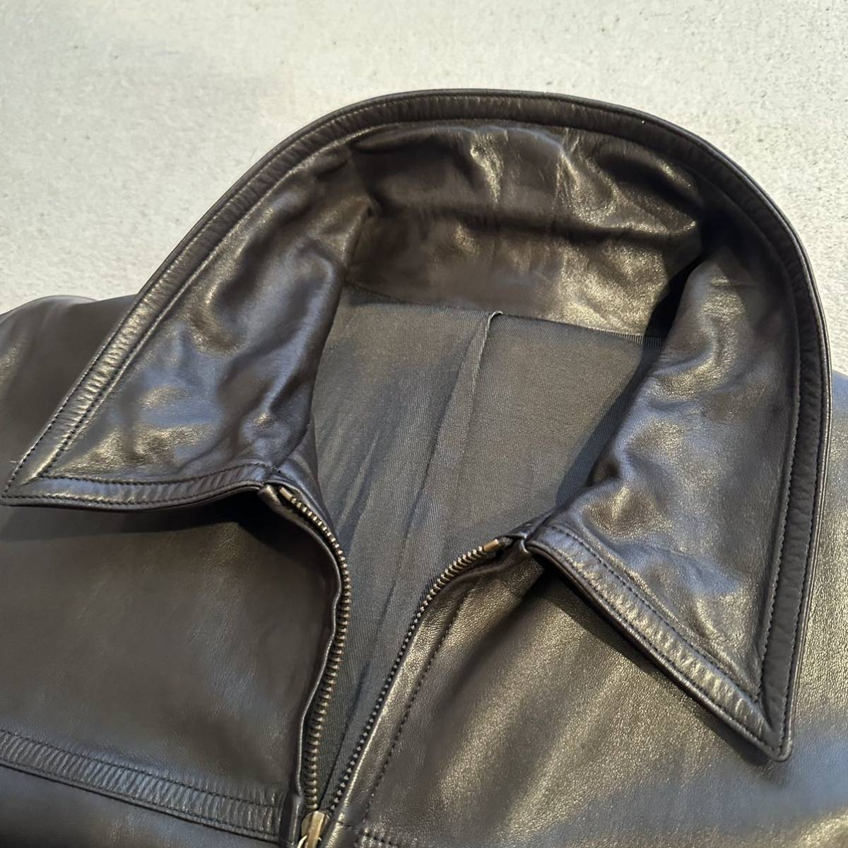 アニエスベー レザー ジャケット ブルゾン 黒 ブラック フランス製