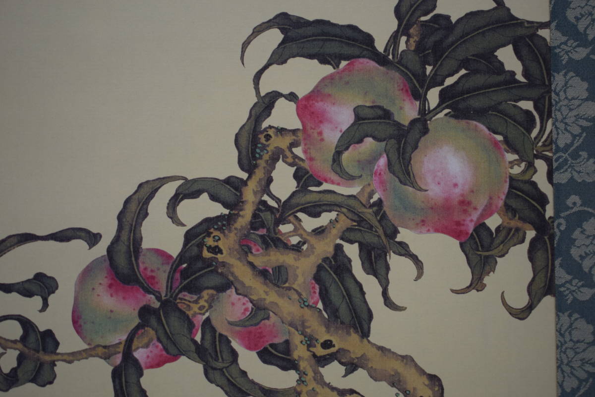 Yahoo!オークション - 【複製】/熊代熊斐/桃樹山鵲図/工芸/布袋屋掛軸H