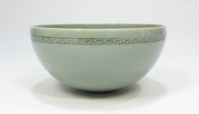 F3249】韓国陶芸 韓国人間文化財 柳海剛 (柳根瀅) 高麗青磁 唐子図