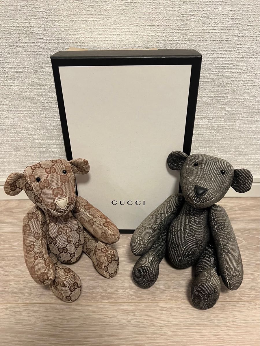 GUCCI グッチテディベア GGキャンバス クマ ぬいぐるみ2体セット
