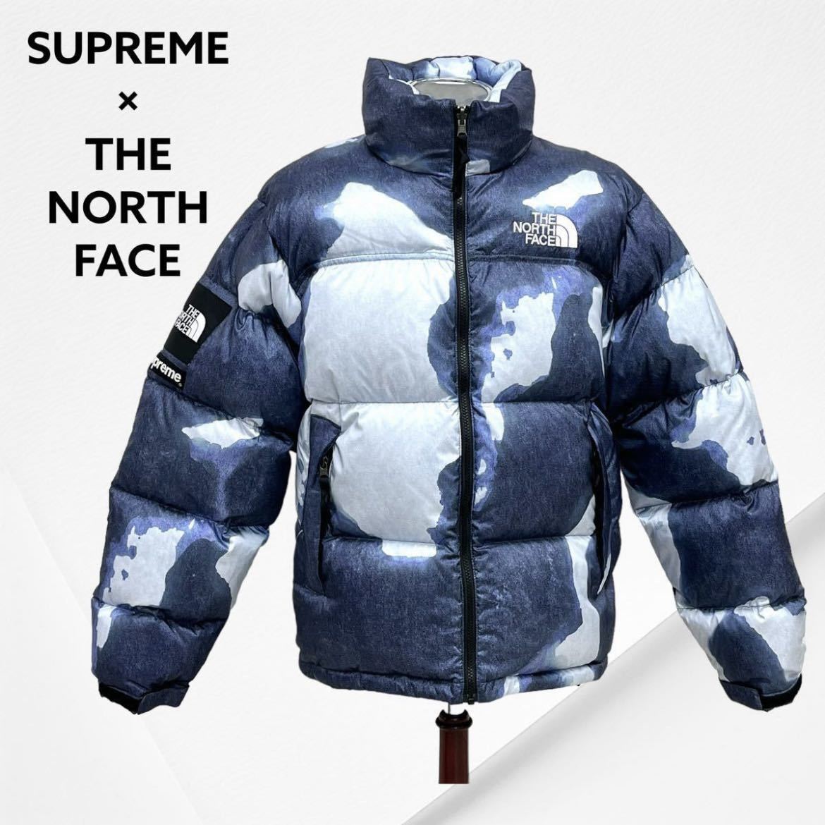 Supreme 21AW TNF Bleached Denim Print Nuptse Jacket シュプリーム