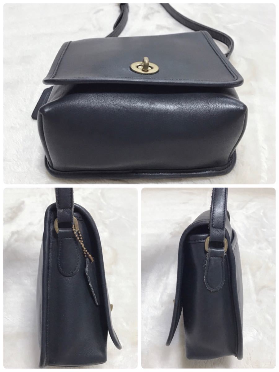 極美品 オールドコーチ ターンロック ショルダーバッグ 黒 COACH 斜め