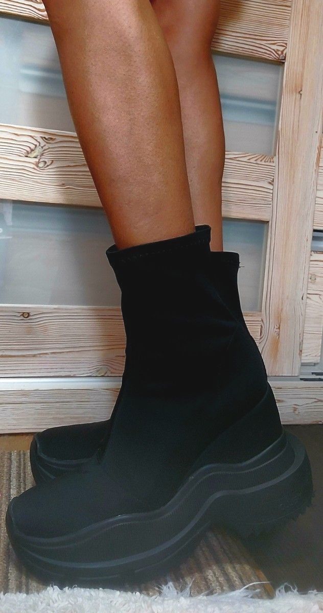 yello TOKYO BLACK DOUBLE SNEAKER SHORT BOOTS Lサイズ｜Yahoo!フリマ