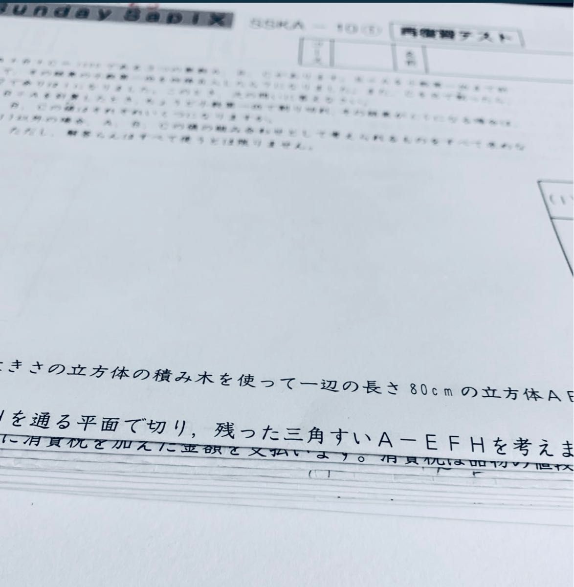 サピックス小学6年 算数 SS特訓 日曜特訓 Sunday Sapix SSKAー