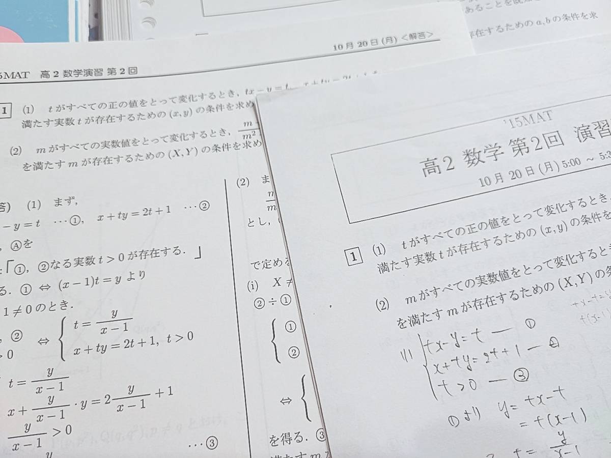 MAT 数学講座 三森司先生 高2～高3 プリント 板書ノート10冊 駿台
