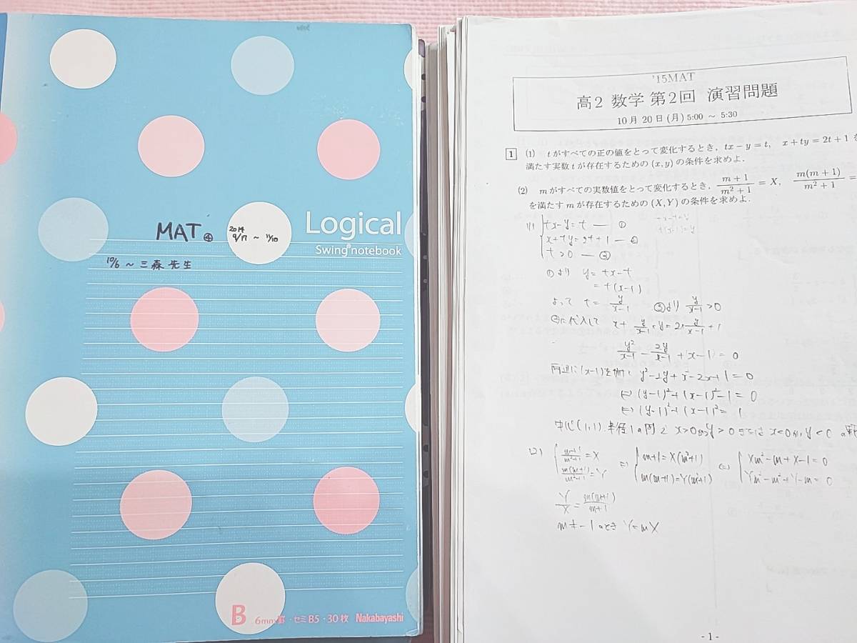 MAT 数学講座 三森司先生 高2～高3 プリント 板書ノート10冊 駿台