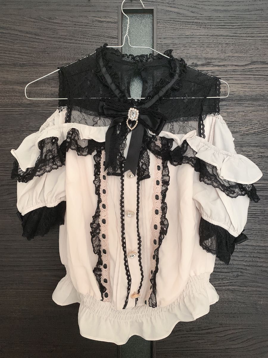 本日限定価格】LIZ LISA オープンショルダーフリルブラウス ピンク