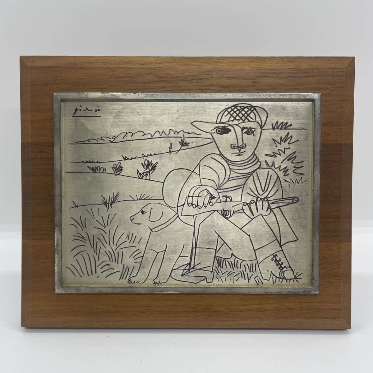 安心の本物保証。PABLOPICASSO作「狩人」ピカソ、純銀製、相続人承諾書