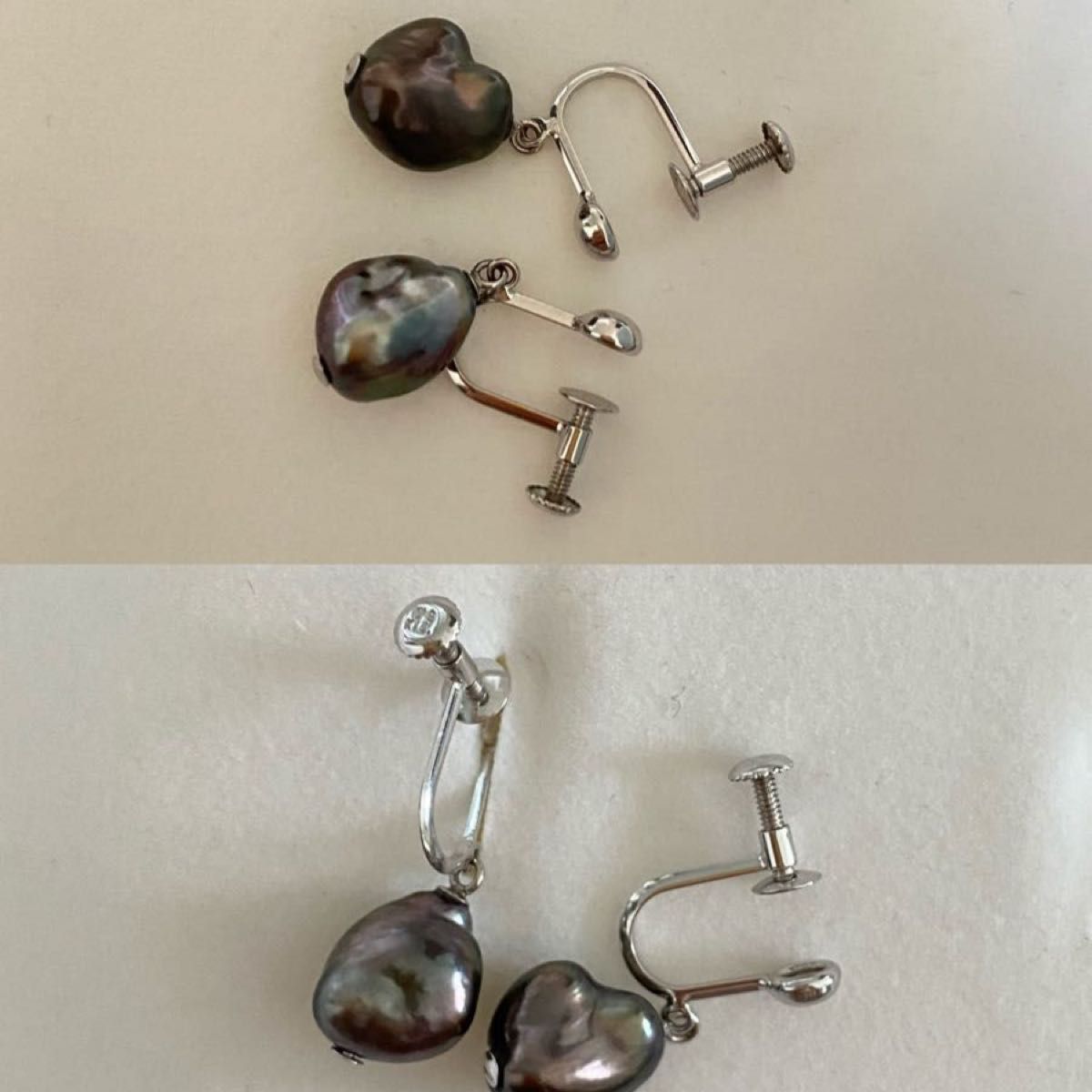 南洋真珠 黒蝶ケシパール 芥子パール ネックレス k14WGピアス セット