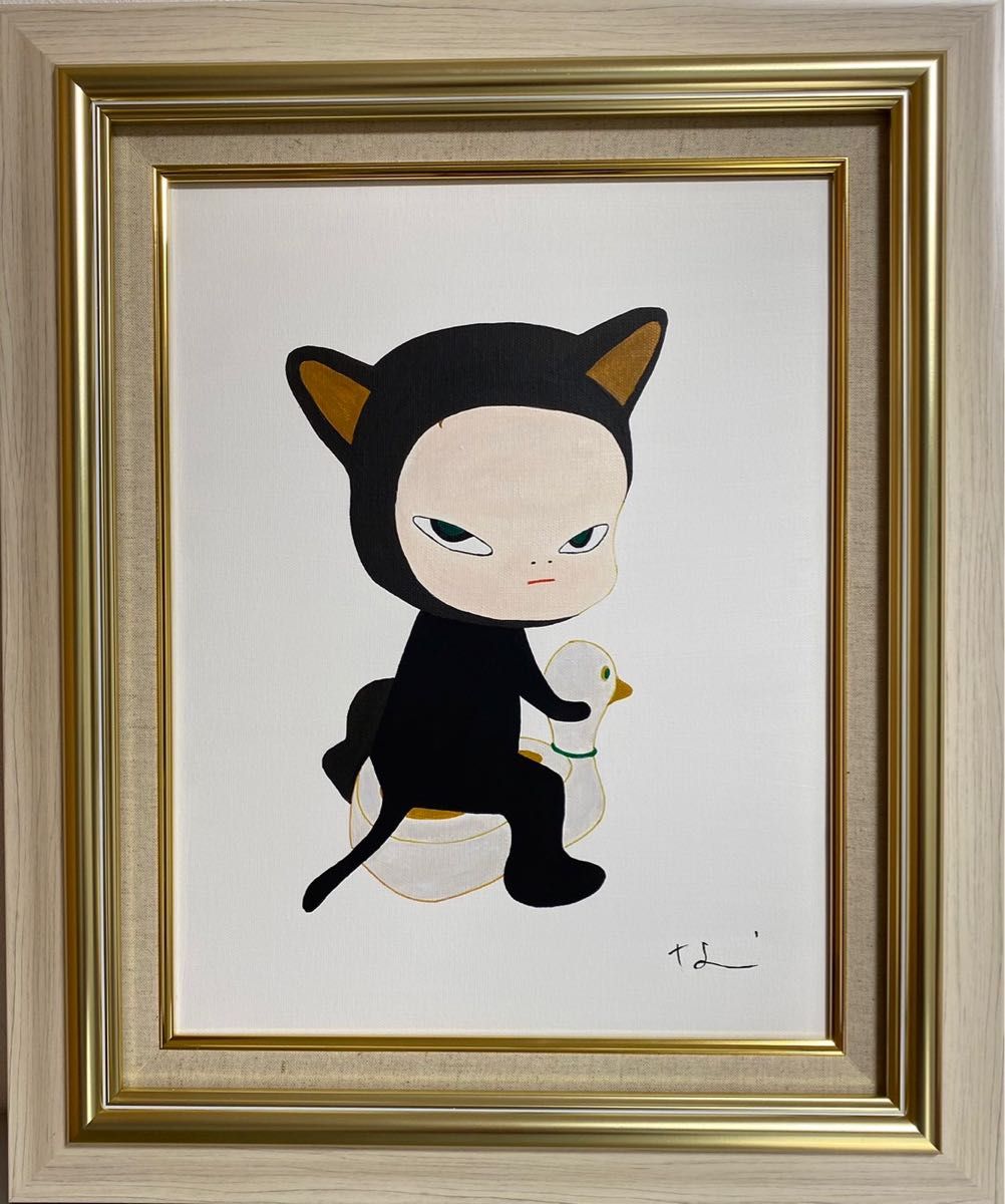 模写／奈良美智／女の子／F6／アクリル／額装付き／裏サイン／油彩／箱