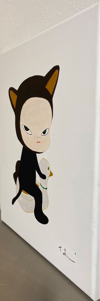 模写／奈良美智／女の子／F6／アクリル／額装付き／裏サイン／油彩／箱