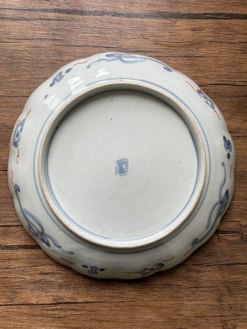 江戸～明治期 古伊万里 金彩色絵赤皿2客揃 アンティーク/伊万里焼/大皿