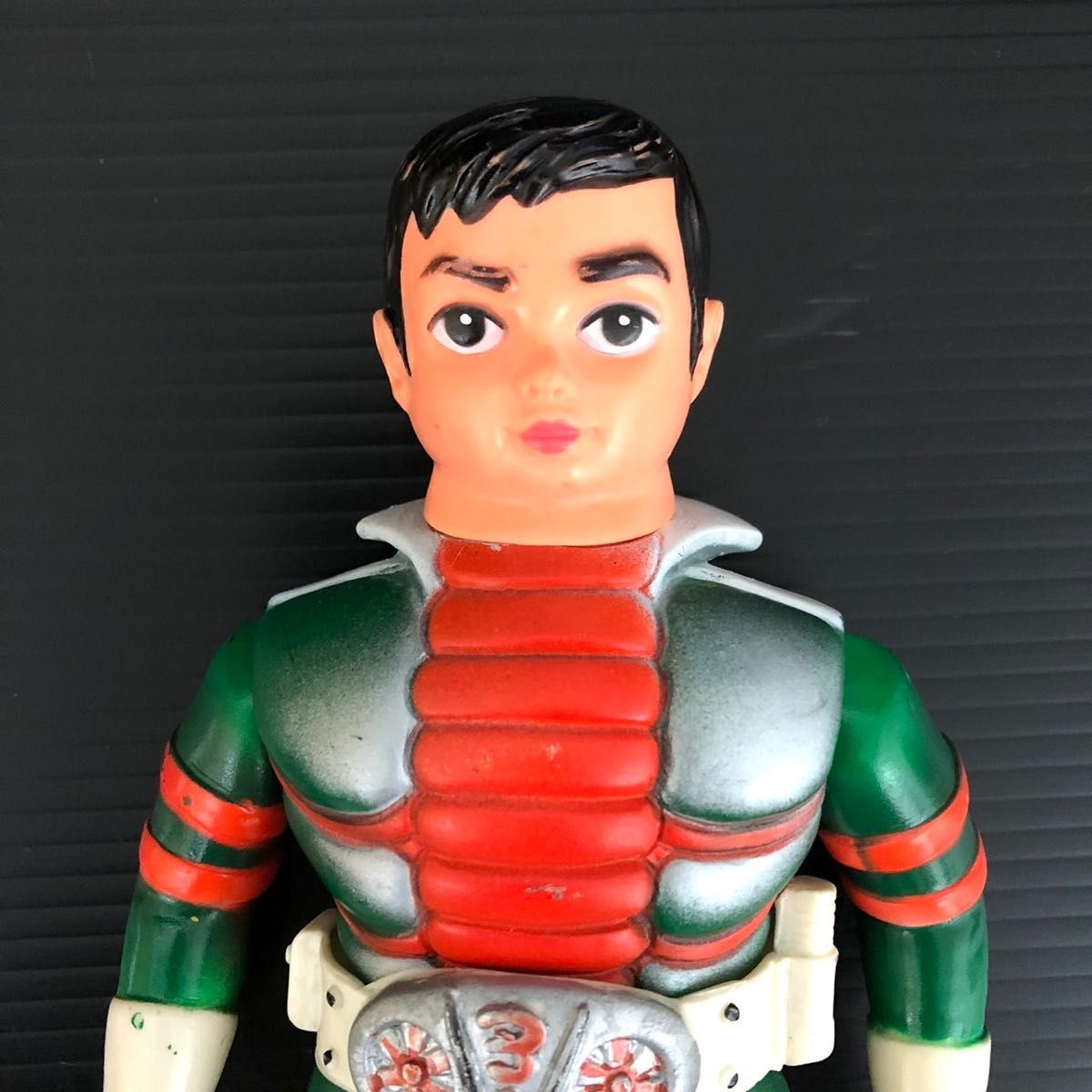 希少品】 旧バンダイ 仮面ライダーV3 ソフビ 面取れ 昭和レトロ 当時物