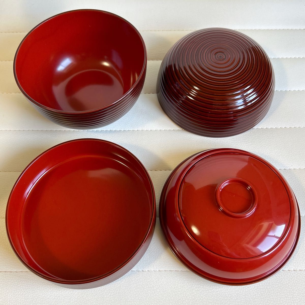 溜塗 信玄弁当 三段弁当箱 千筋内朱 懐石道具 重箱 茶道具｜Yahoo