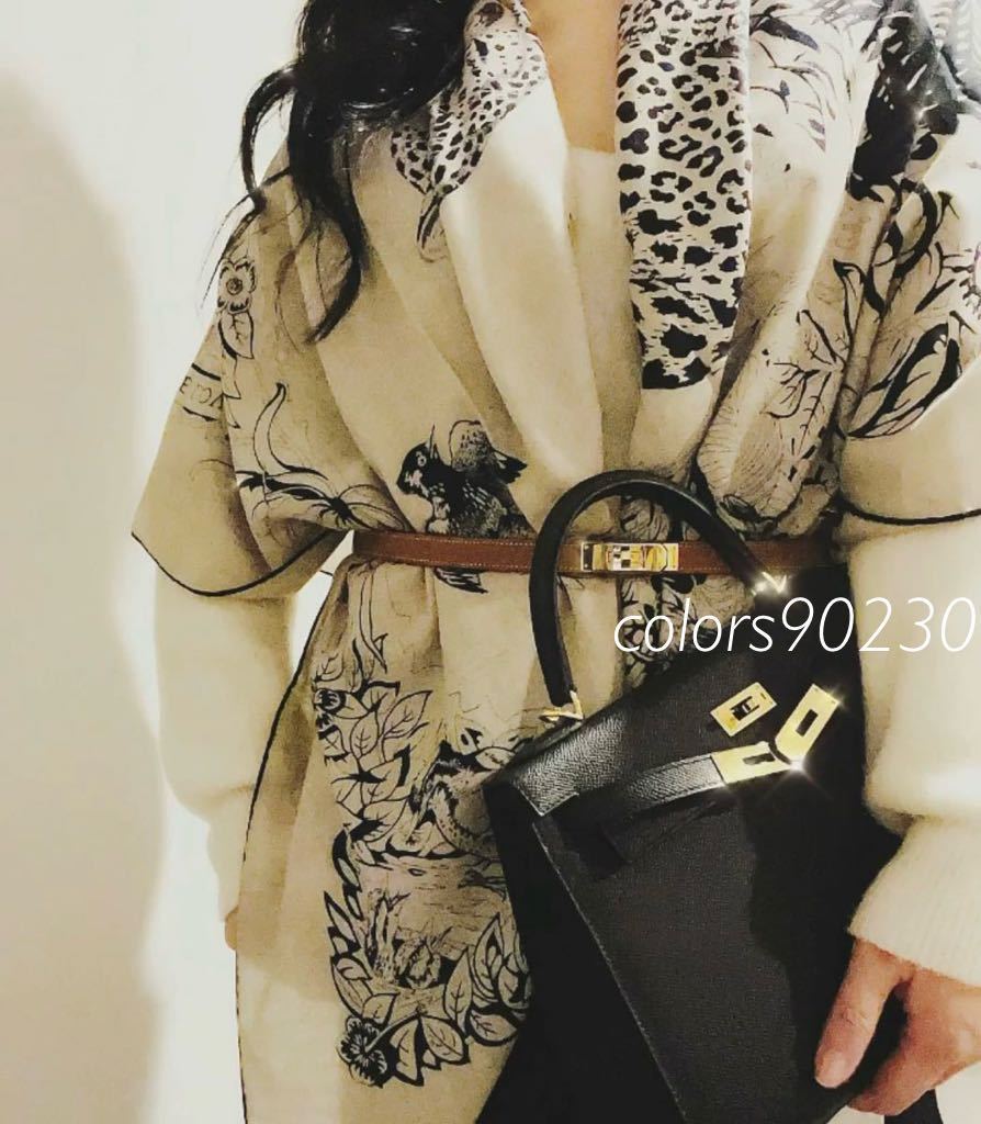 極美品 レア エルメス カレジェアン カシミヤシルク 大判スカーフ