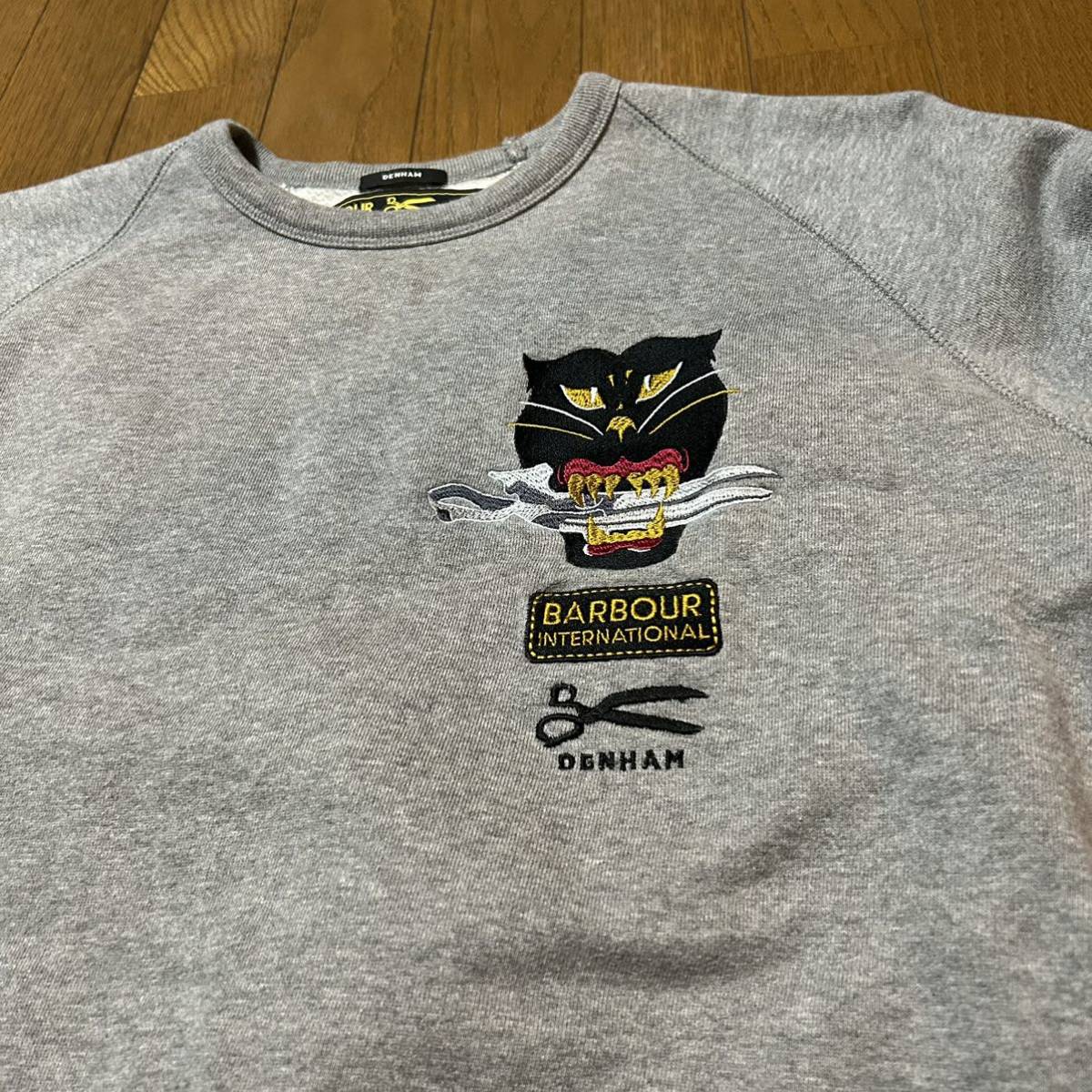 Mサイズ デンハム×バブアー 古着ラグランスウェット グレー 【DENHAM x