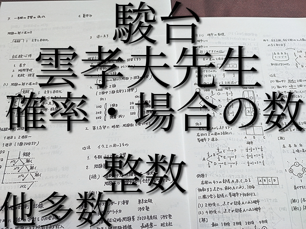 駿台 最新 確率 場合の数 整数 その他まとめプリント 雲孝夫先生 数学