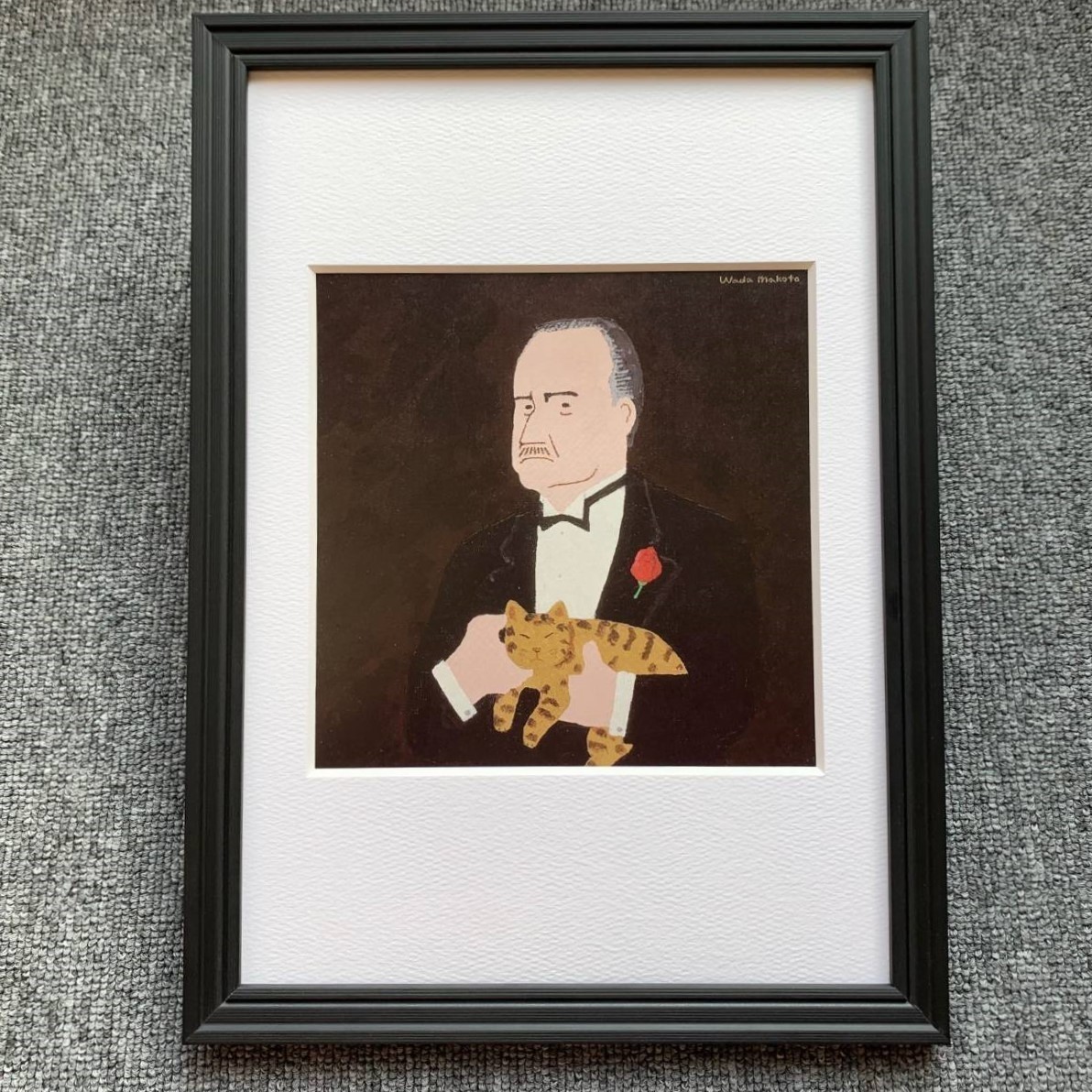 和田誠 『映画 ゴッドファーザー』A4サイズ 額入り 貴重イラスト