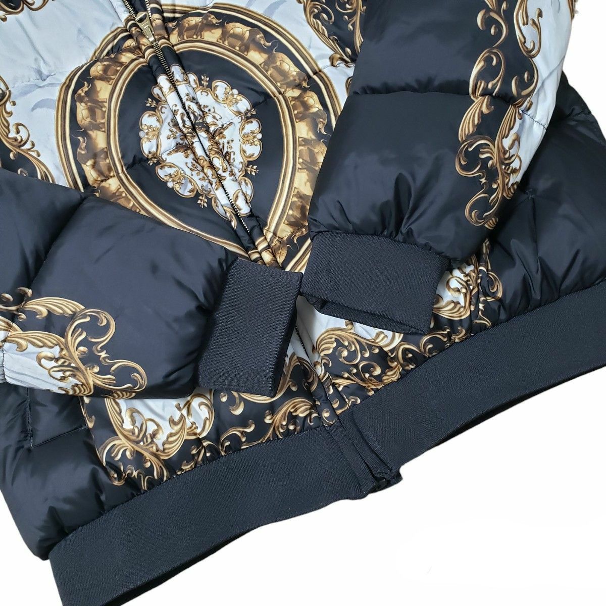 希少】ZARA バロック調 パフジャケット 総柄 中綿ジャケット メンズXL