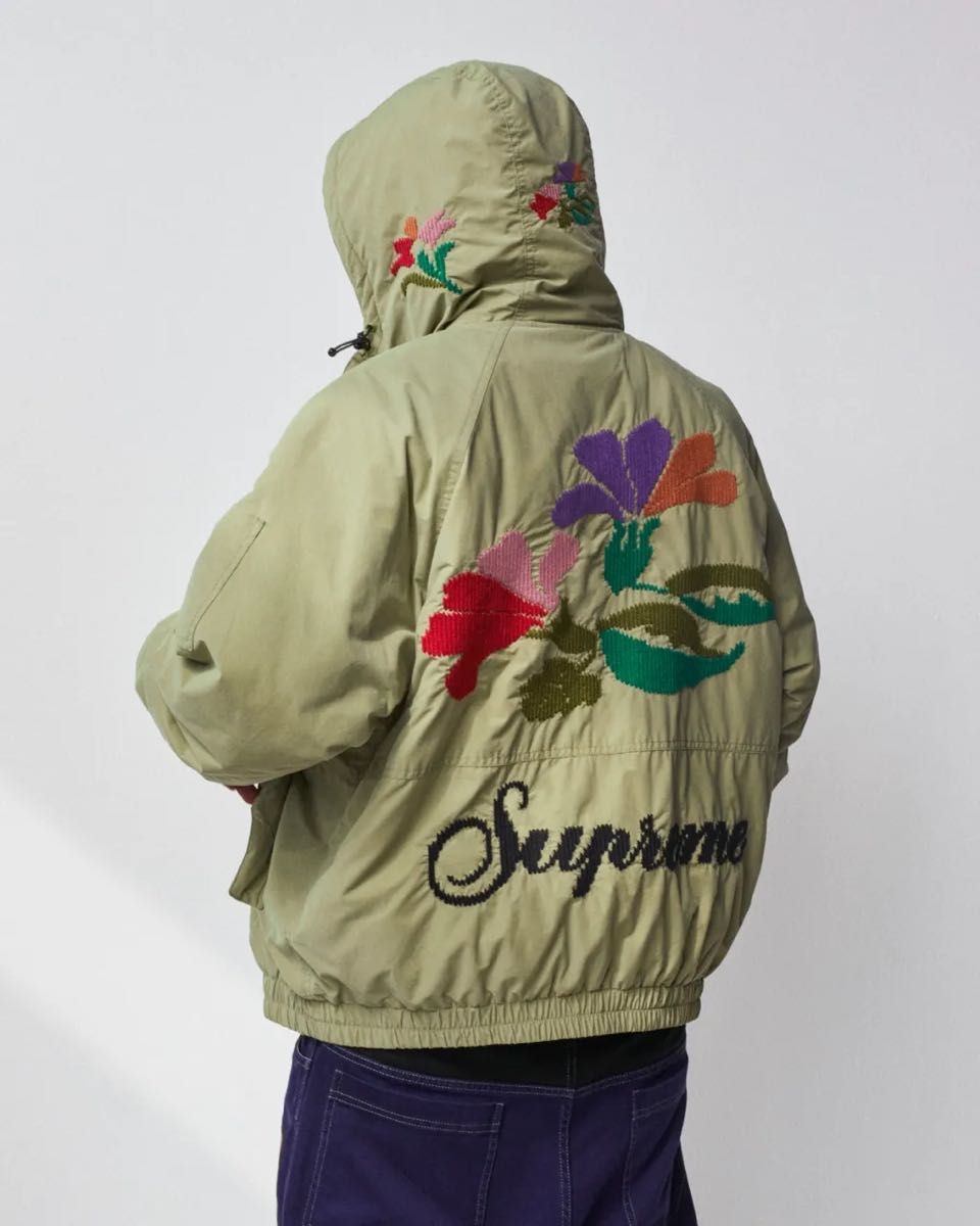 Supreme Needlepoint Hooded Jacket Olive Large シュプリーム