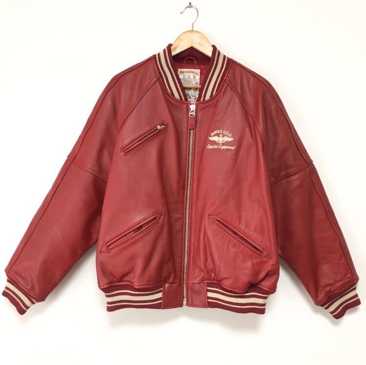 AVIREXアヴィレックス オールレザースタジャンXLレザージャケット革