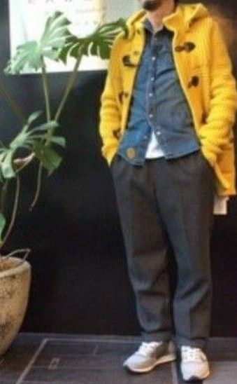 バーク ダッフルコート ニット ダッフル イエロー メンズ バーク