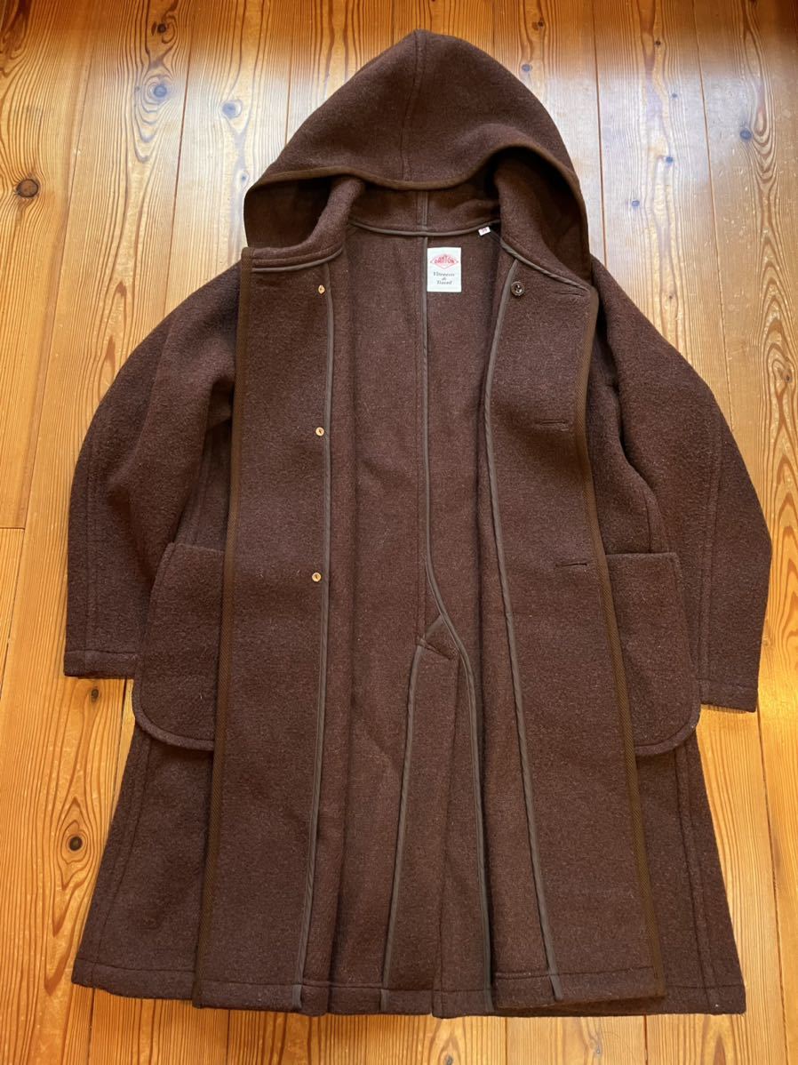 DANTON ダントン】ウールモッサ フード付きロングコート 34 ブラウン