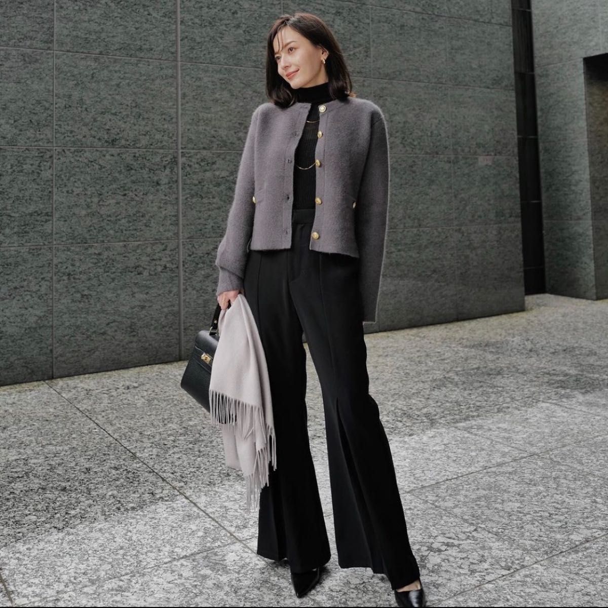 anuans ラクーンブレンドノーカラーニットジャケット 名古屋 限定