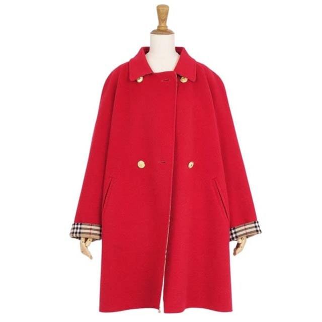 バーバリー コート 7号 ウール ダブルフェイス レディース 裏チェック