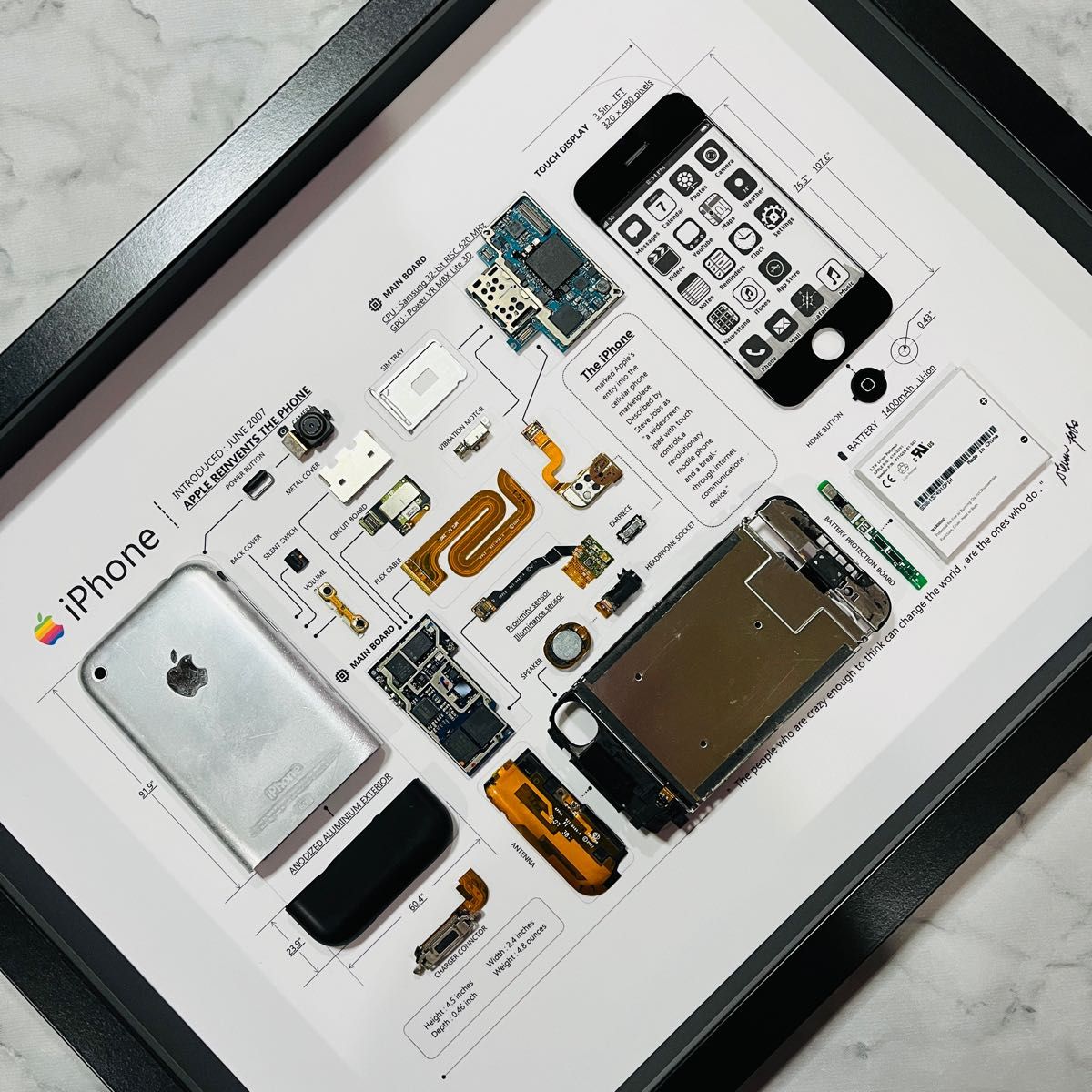 希少端末】iPhone 2G 標本アート ボックスフレーム仕様 (A3サイズ