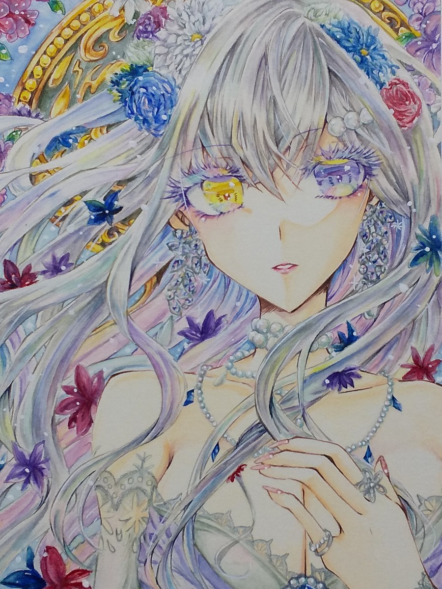 Yahoo!オークション - 送料込 創作手描きイラスト 銀灰色の妖精(21.1cm