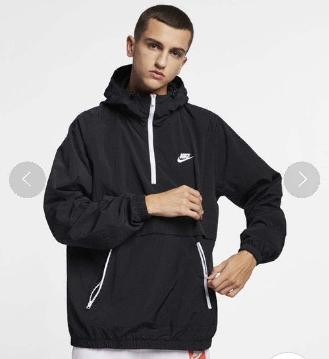 NIKE 黒 アノラック ウーブン ナイロンジャケット ナイキ ハーフジップ
