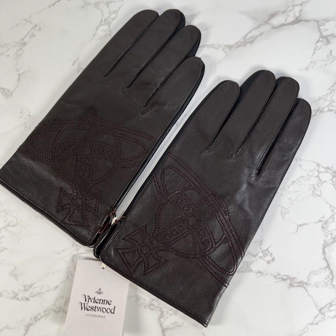 新品未使用】ヴィヴィアンウエストウッド 本革レザー手袋 オーブ刺繍