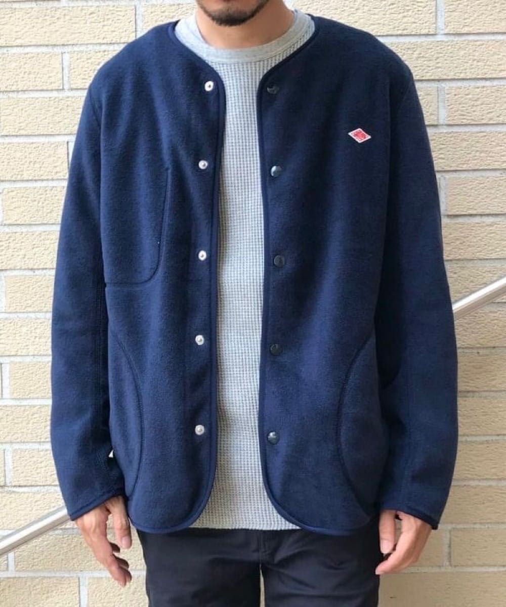 DANTONダントン ノーカラー フリース ジャケット ネイビー42｜Yahoo