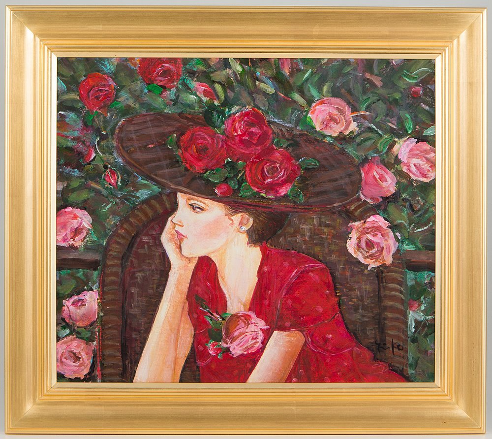 Yahoo!オークション - 【五】真作 中島裕子 『バラの宴』 美人画 油彩