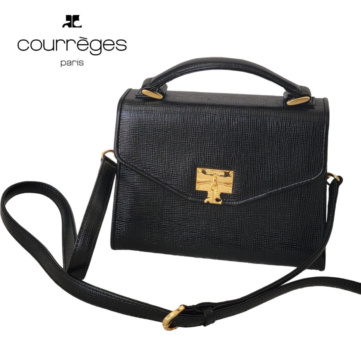 極美品】 再人気 ロゴ金具 クレージュ courreges 2WAY ショルダー