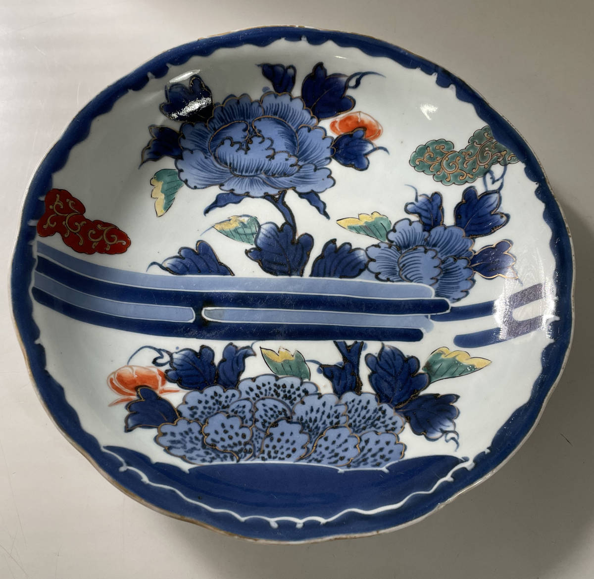 古伊万里 江戸幕末～明治期頃 染錦 鹿鶴文 三つ鉢 【公式通販】