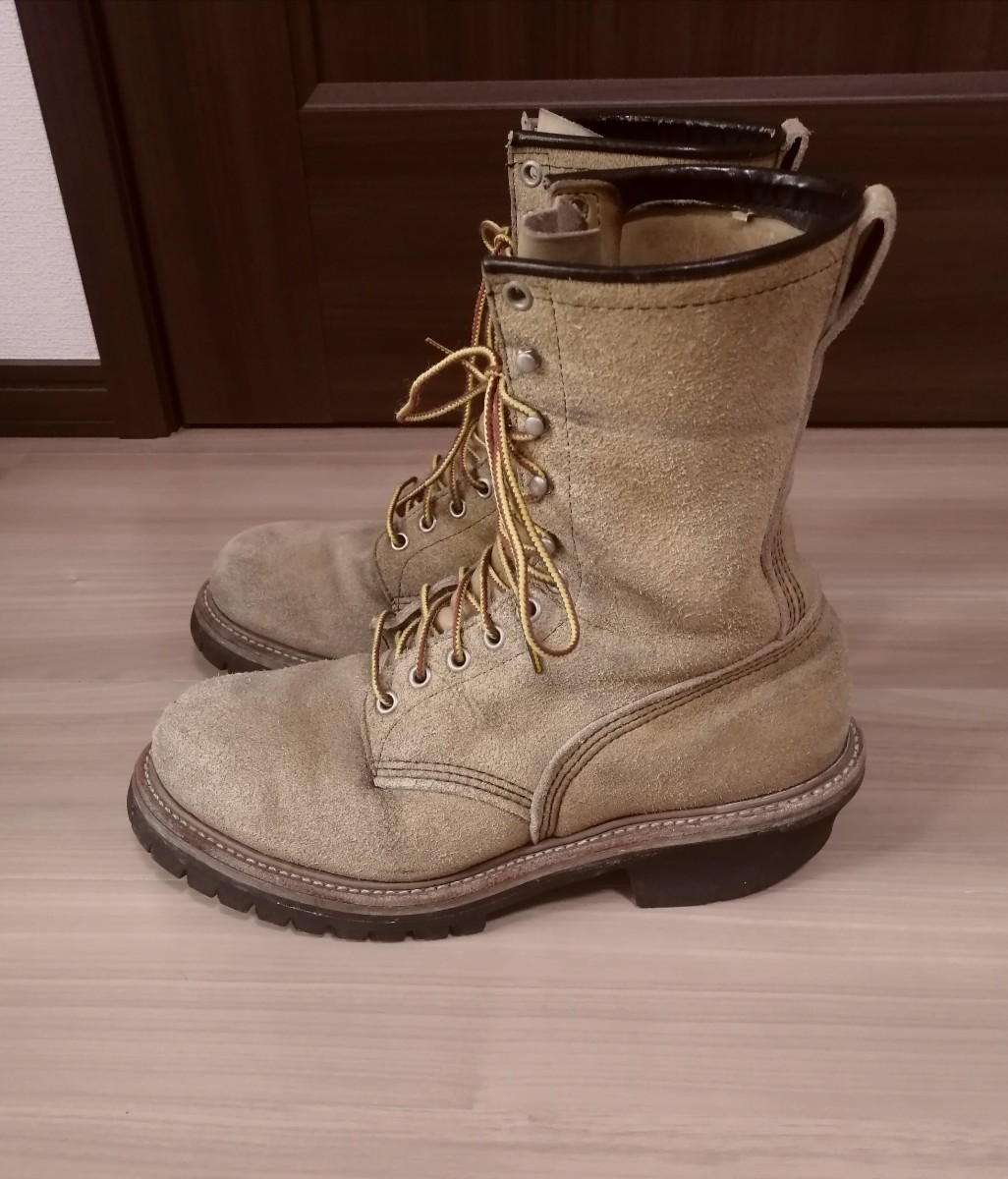 レッドウィング pt91 8218 9D 刺繍タグ スエード ロガーブーツ RED
