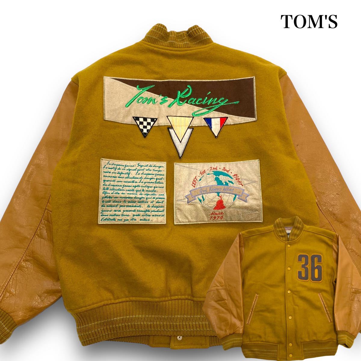 tom's】(激レア) トムス トヨタレーシング 袖レザースタジャン