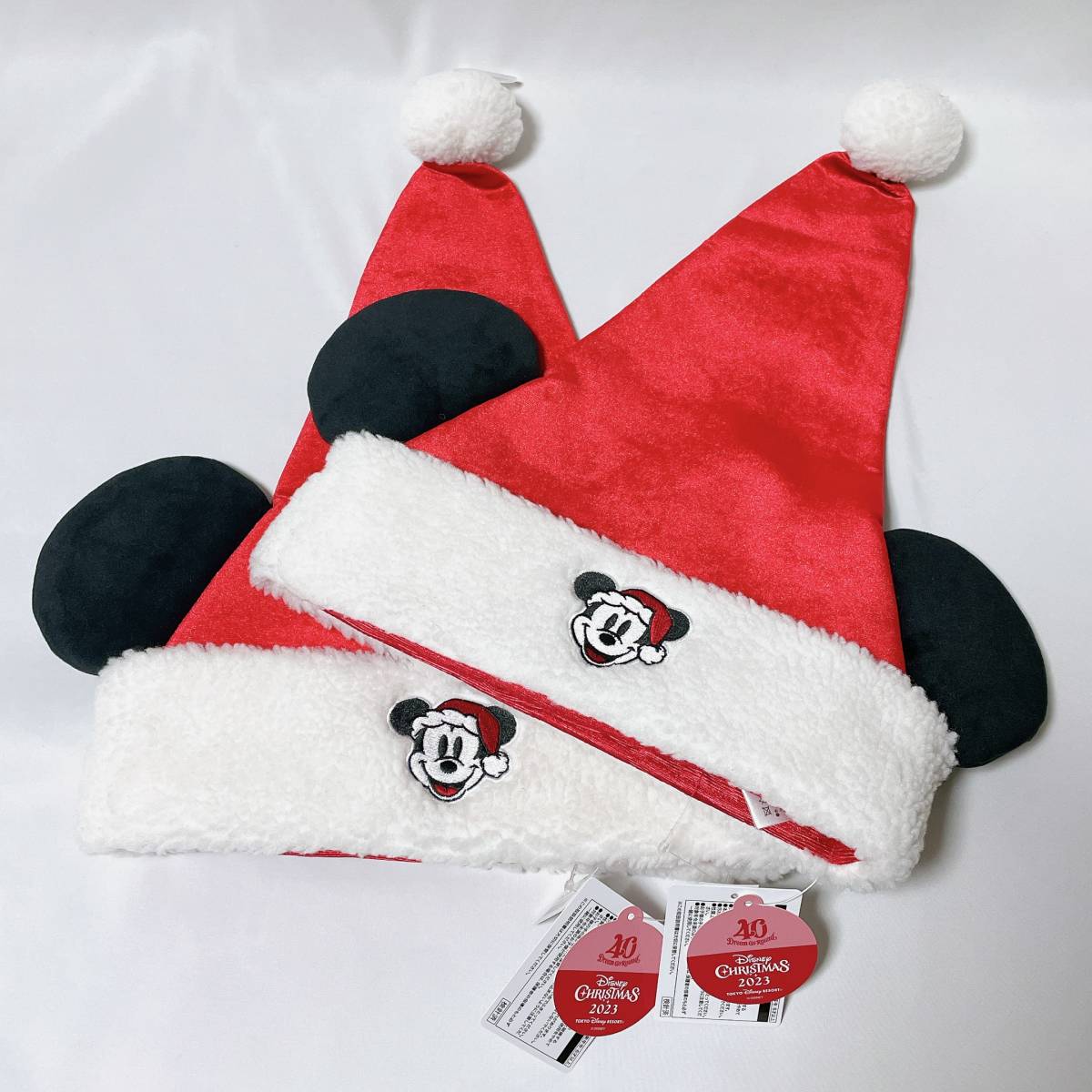 未使用・タグ付】ミッキー サンタ帽 2点セット ファンキャップ 帽子